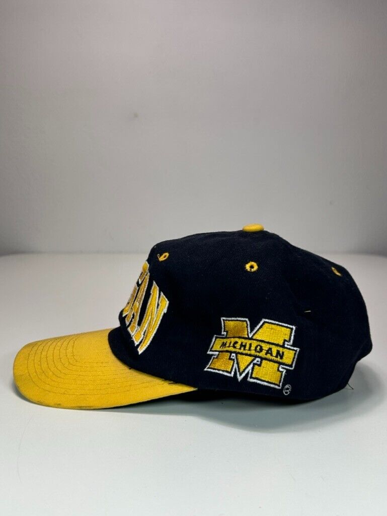 Vintage 90s Michigan Wolverines NCAA Starter Arc Spellout Strapback Hat OSFA