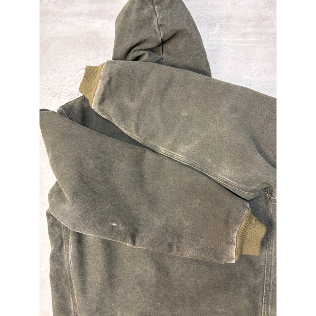 Vintage Carhartt Quilted Lined Canvas Hooded Active Jacket Size Large YOUTH