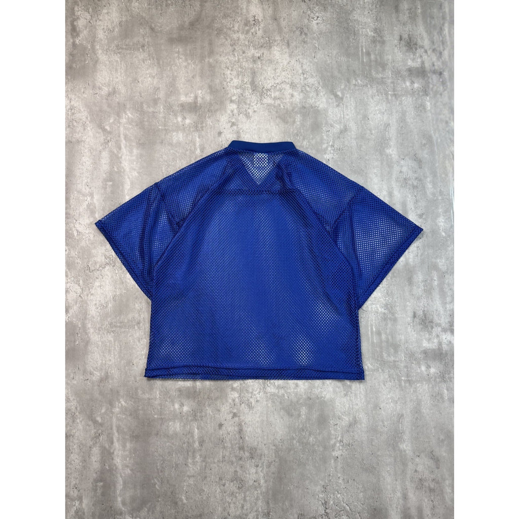 Vintage 90s Blank Loose Mesh Cropped Warm Up Football Jersey Size L/XL
