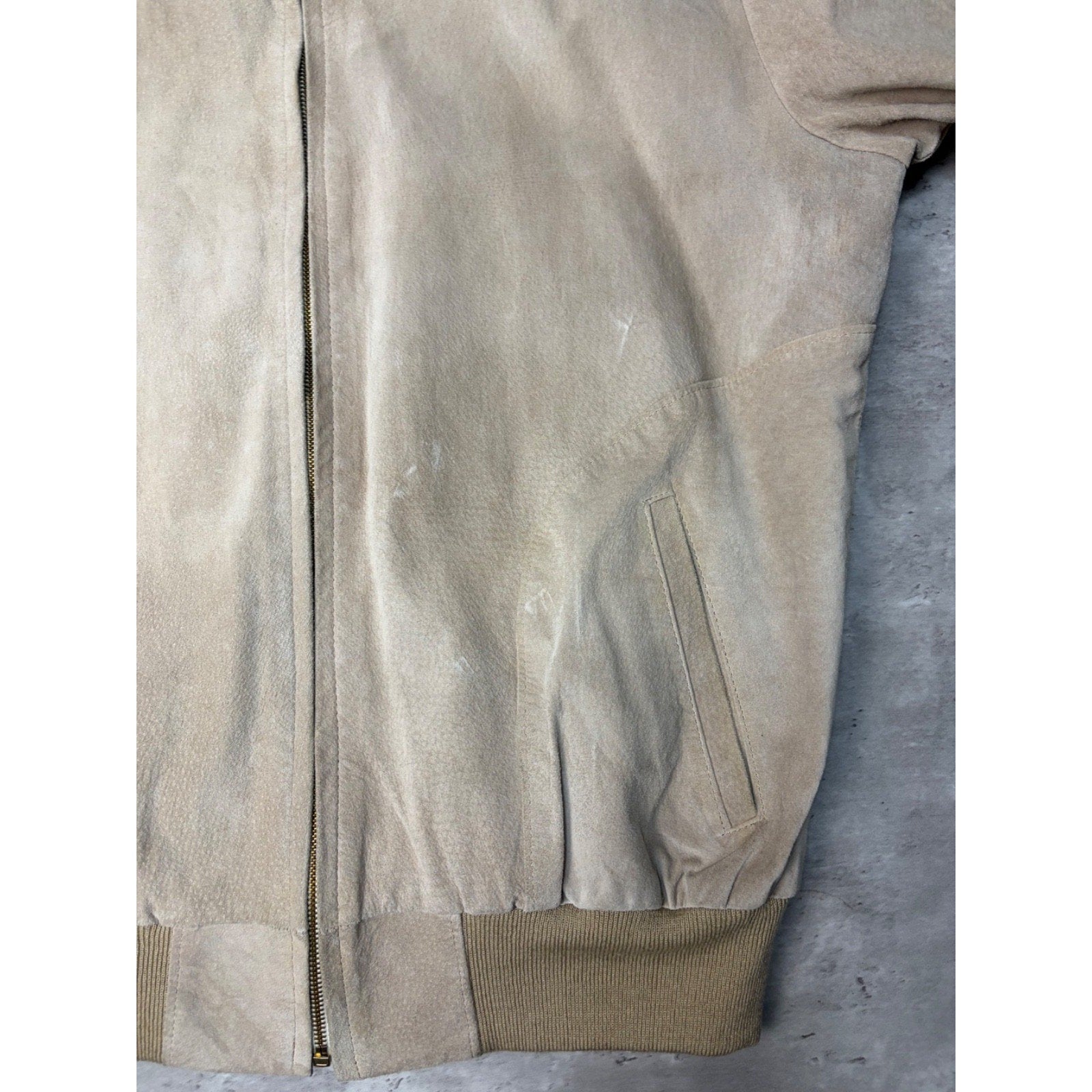 Vintage 90s Suede Earth Tone Full Zip Collared Bomber Jacket Size XL