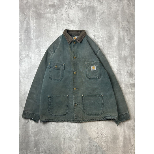Vintage Carhartt Insulated Canvas Workwear Chore Barn Jacket Size XL Green