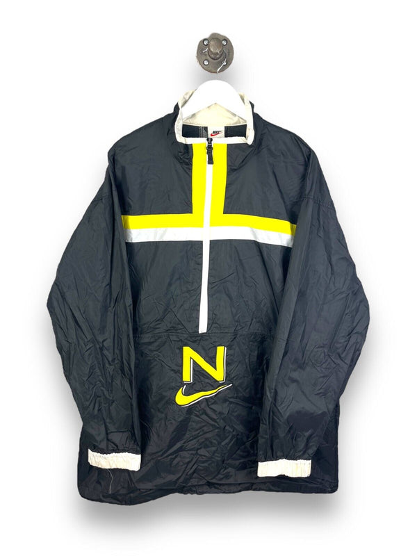 Vintage 90s Nike Embroidered Big Swoosh 1/2 Zip Pull Over Nylon Jacket Size XL