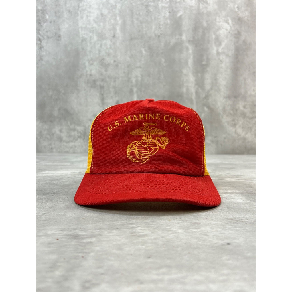 Vintage 80s/90s United States Marines Graphic Crest Trucker Snapback Hat OSFA