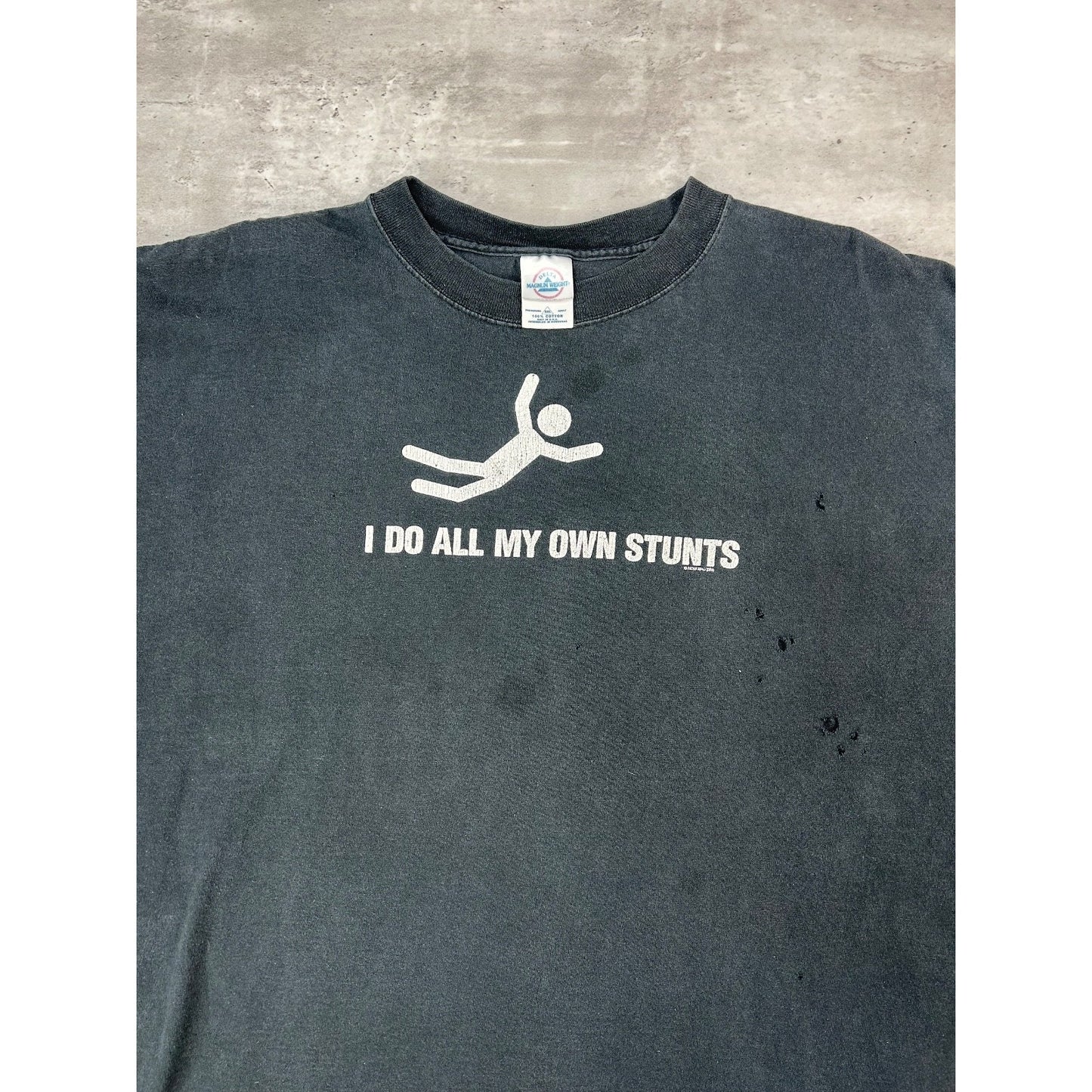 Vintage I Do All My Own Stunts Stick Figure Comedy Graphic T-Shirt Size 2XL