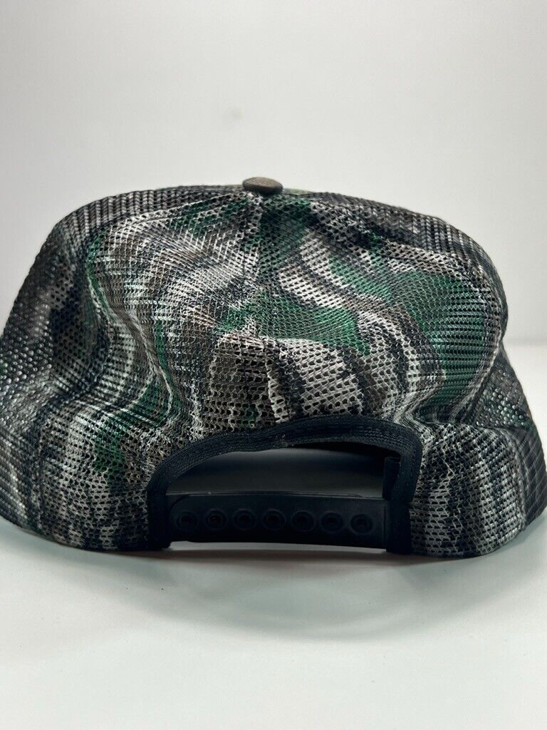 Vintage 90s Buckmasters Puff Print Hunting Camo Trucker Snapback Hat OSFA