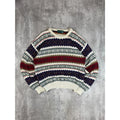 Vintage 90s Knights Of Round Table Abstract Striped Knit Sweater Size Large