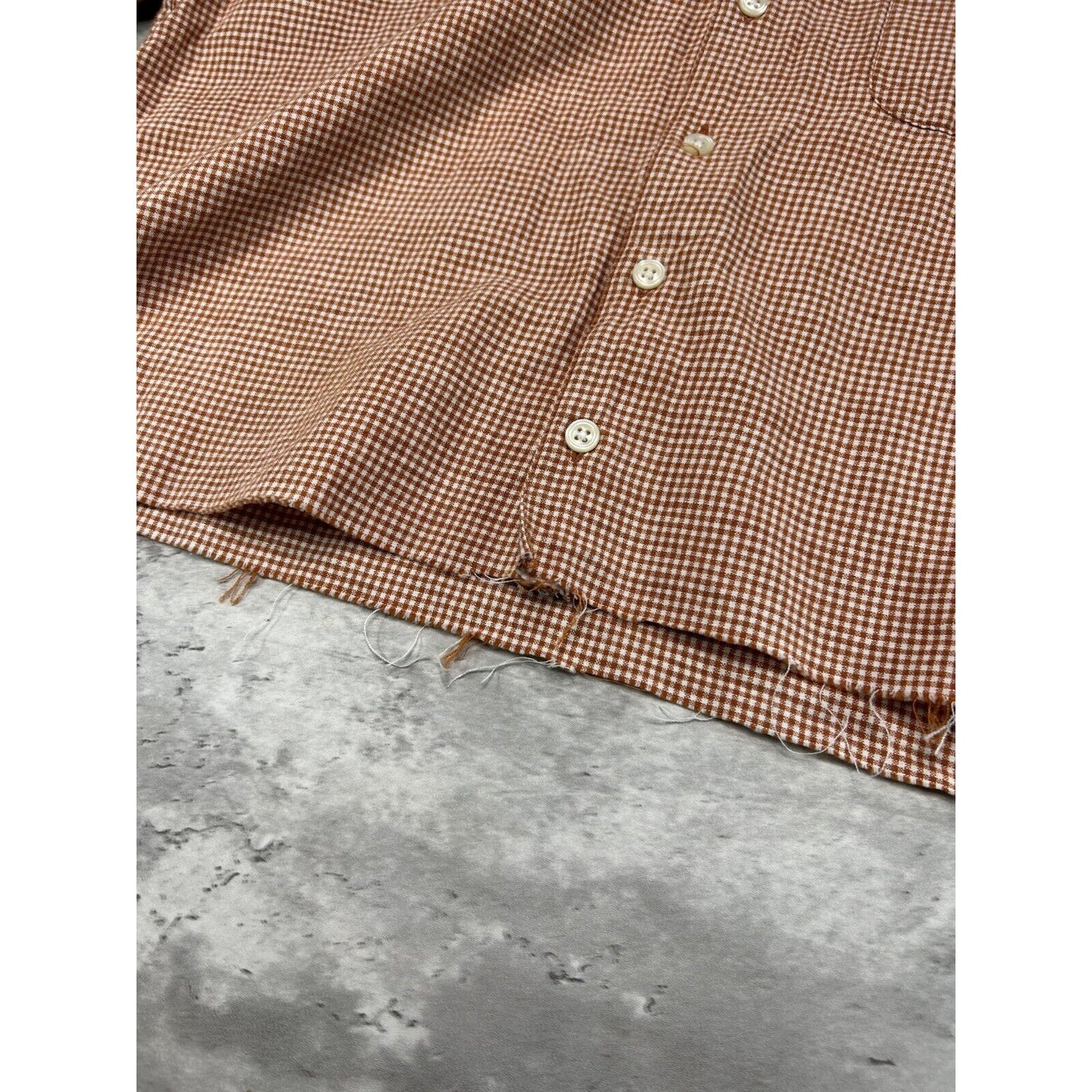 Vintage Van Heusen Plaid Short Sleeve Cropped Button Up Shirt Size Large
