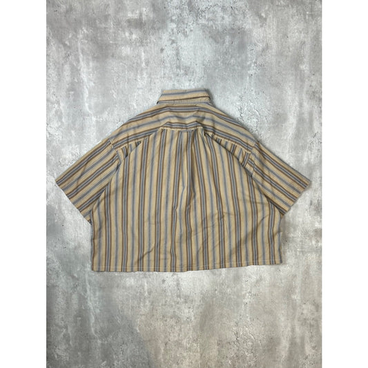 Vintage Bill Blass Striped Short Sleeve Cropped Reworked Button Up Shirt Sz 2XL