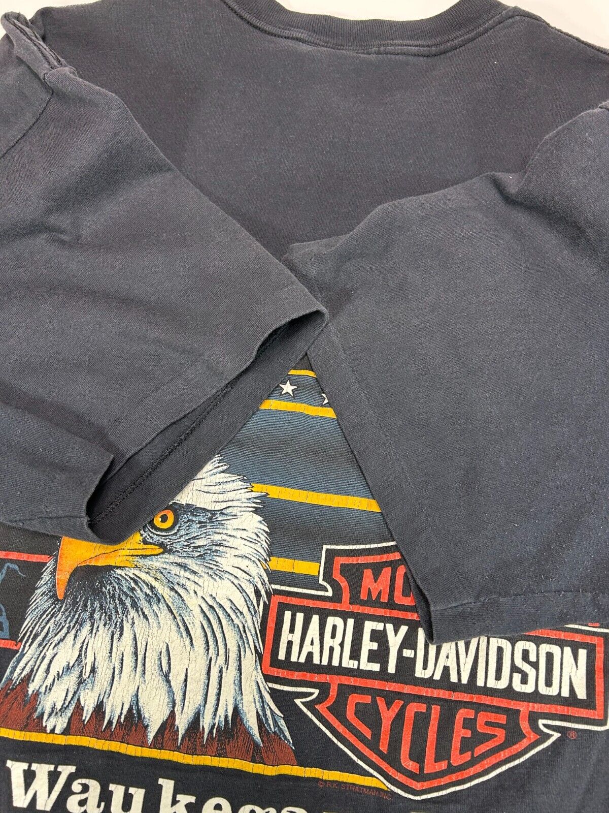 Vintage 1990 Harley Davidson Real Men Wear Black Eagle Graphic T-Shirt Size 4XL