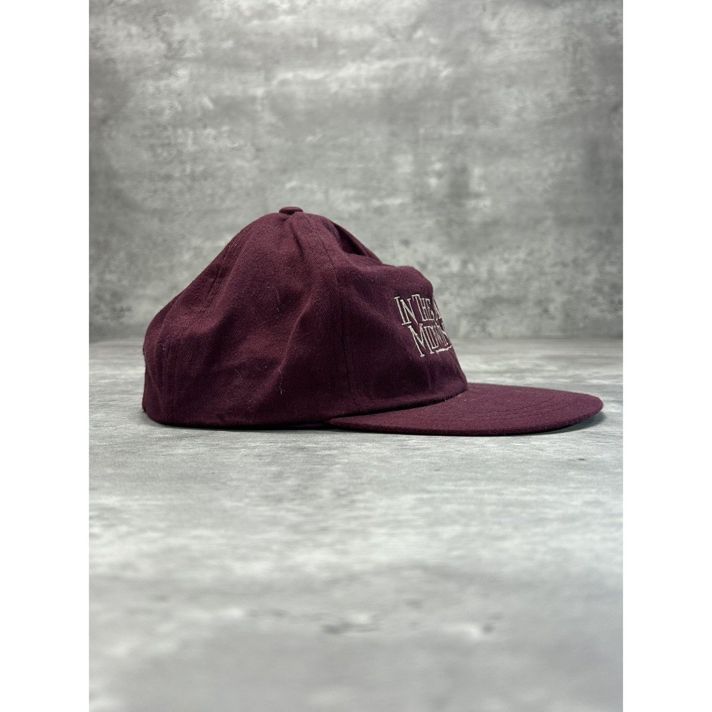 Vintage 90s In The Bleak Midwinter Embroidered Spellout Snapback Hat OSFA Maroon