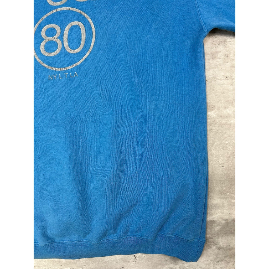 Vintage 2000s Stussy 80 Spellout Graphic Hooded Sweatshirt Size XL Blue