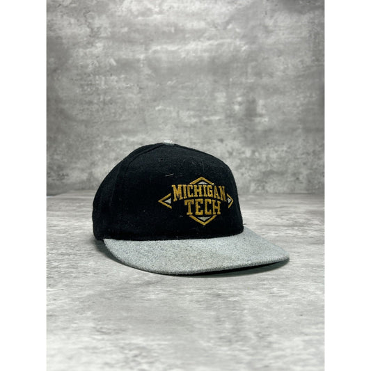 Vintage 90s Michigan Tech University Embroidered Spellout Snapback Hat OSFA