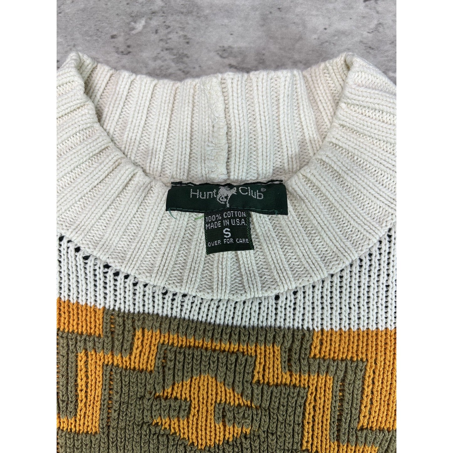 Vintage 80s/90s Hunt Club Aztec Print Pullover Ribbed Knit Sweater Size Small