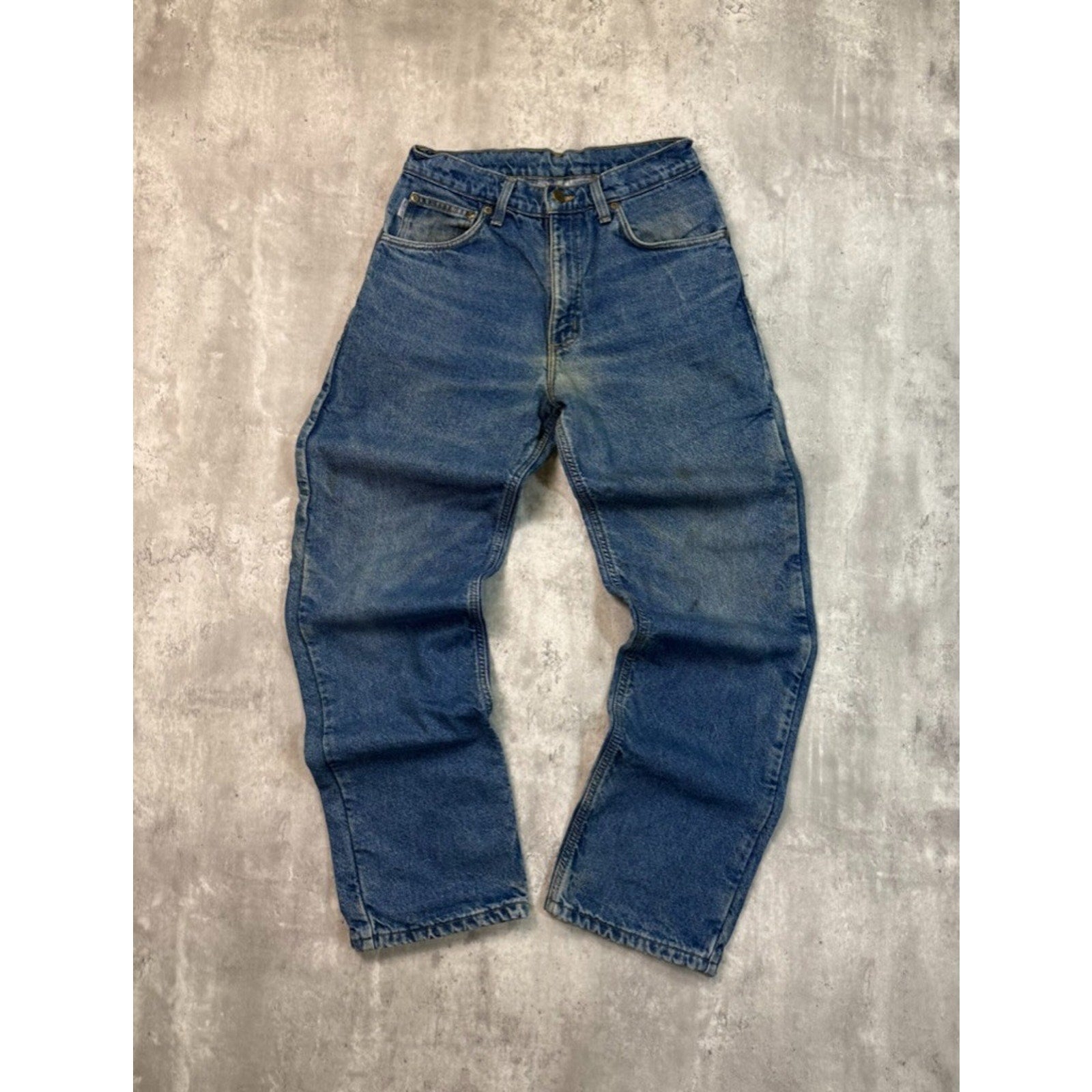 Vintage Carhartt Plaid Lined Dark Wash Denim Workwear Pants Size 29