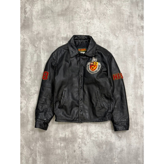 Vintage 1988 University Of Guelph Collegiate Leather Bomber Jacket Size Large