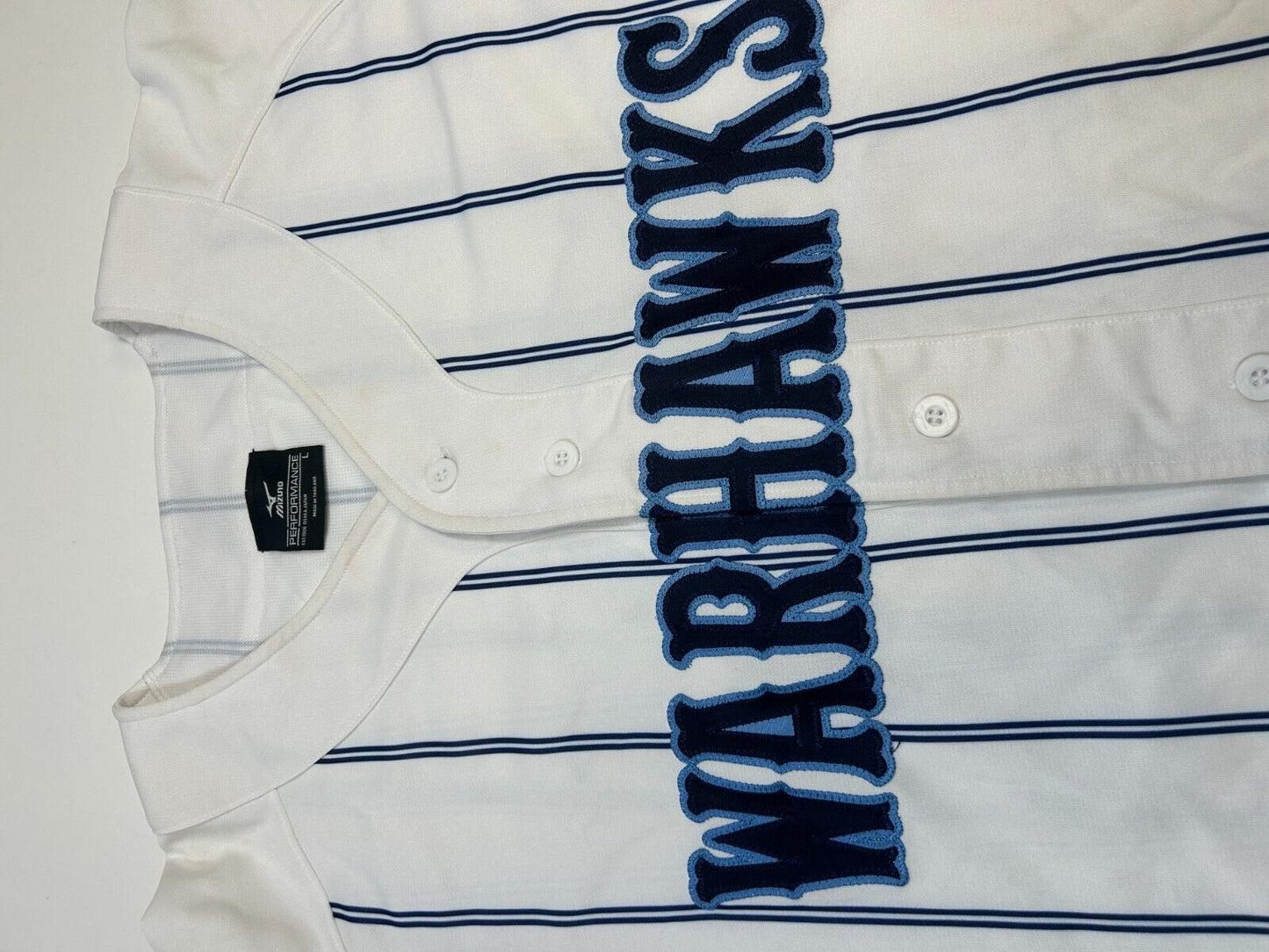 Warhawks #31 Stitches Mizuno Pinstripe Baseball Jersey Size Large White