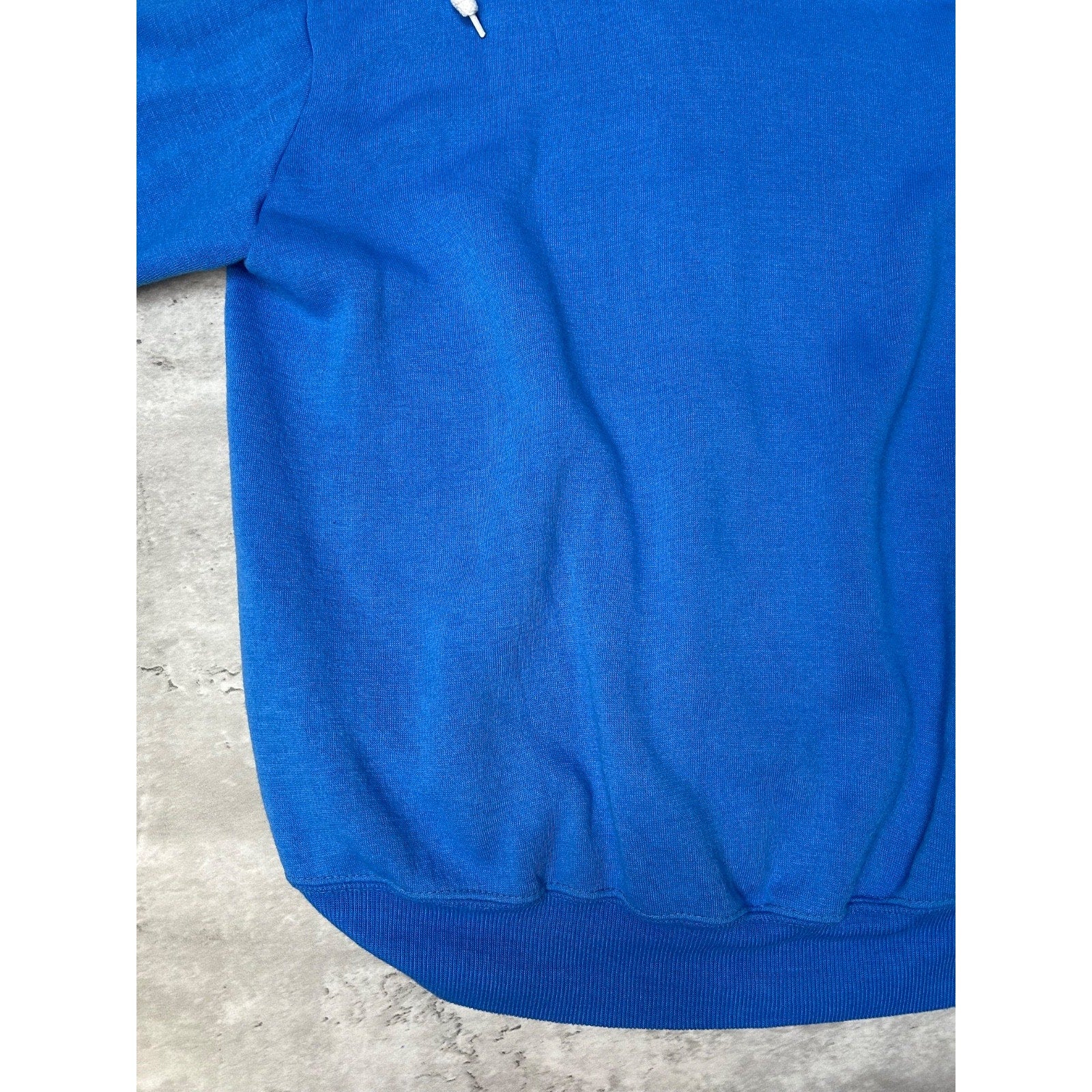 Vintage 80s Full Zip Hooded Blank Blue Sweatshirt Size Large