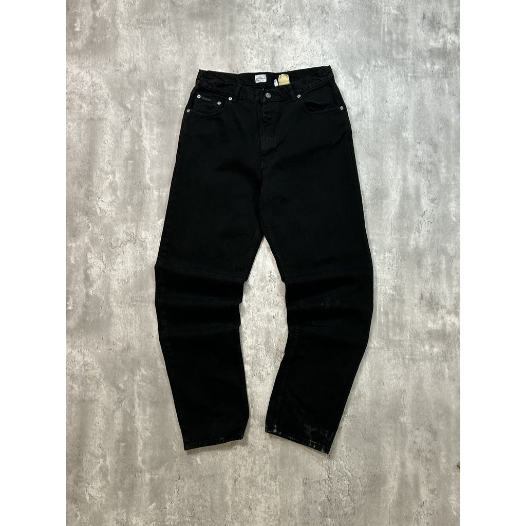 Vintage 90s Calvin Klein Tapered Leg Black Denim Pants Size 32