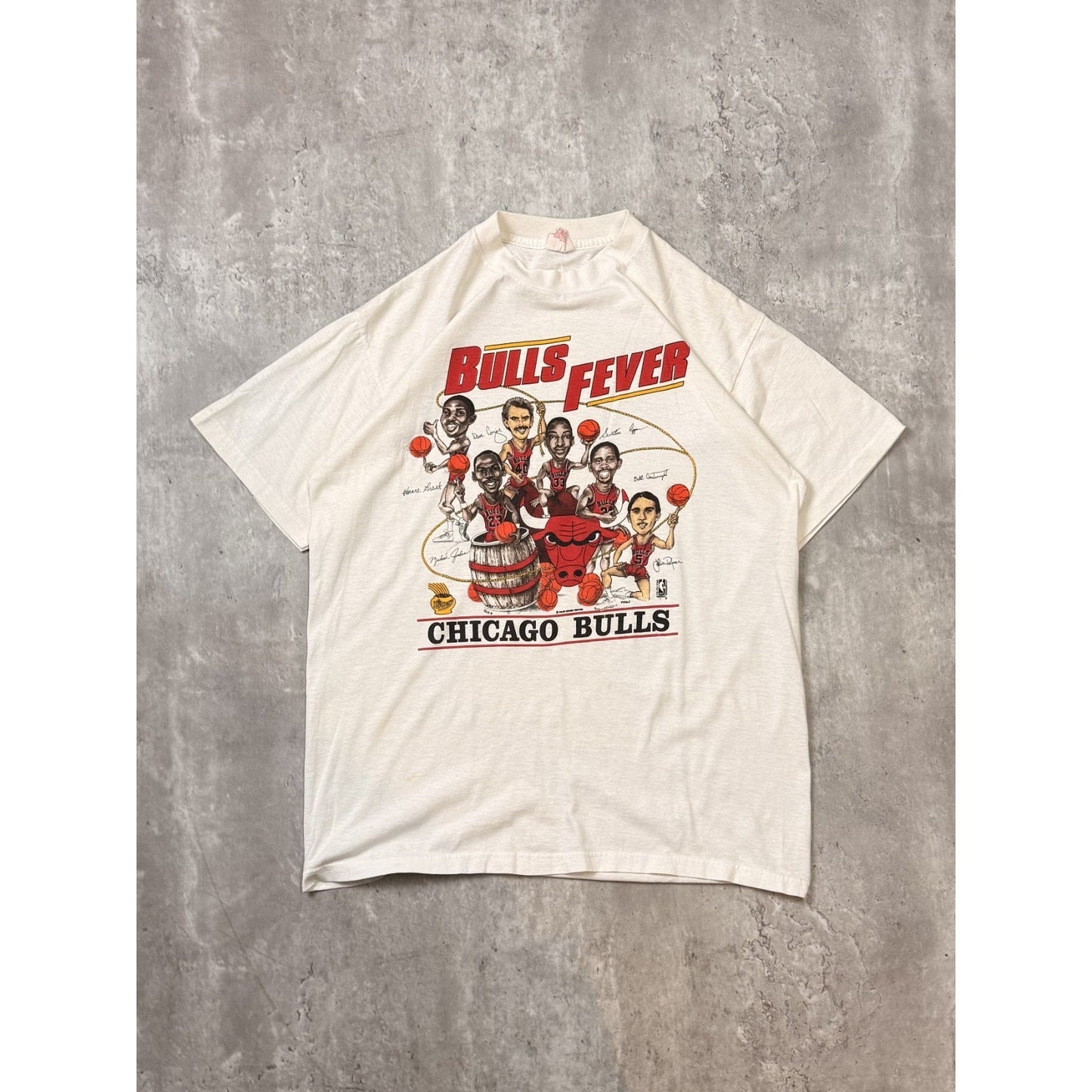 Vintage 80s/90s Chicago Bulls NBA Bulls Fever Caricature Graphic T-Shirt Size XL