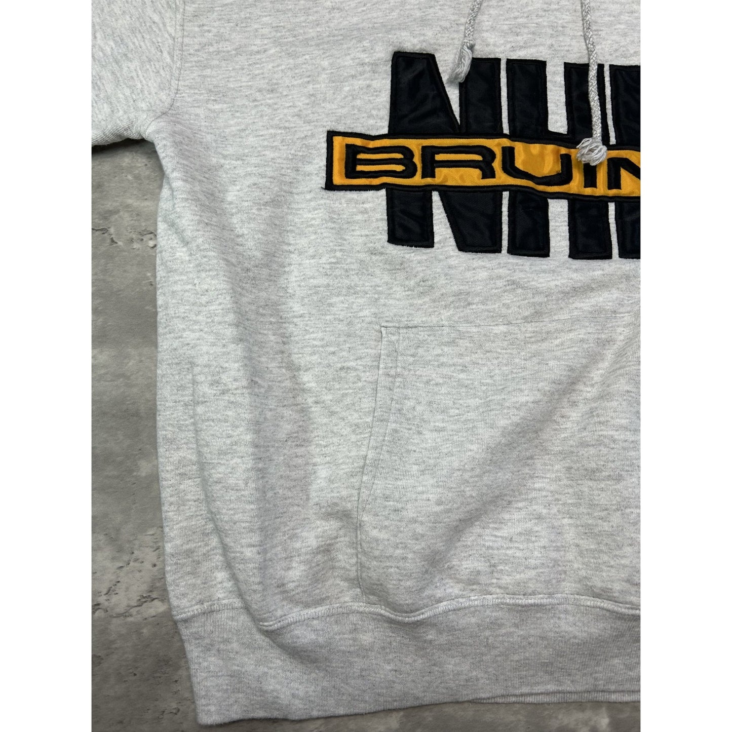 Vintage 90s Boston Bruins NHL Embroidered Logo Hooded Sweatshirt Size Medium