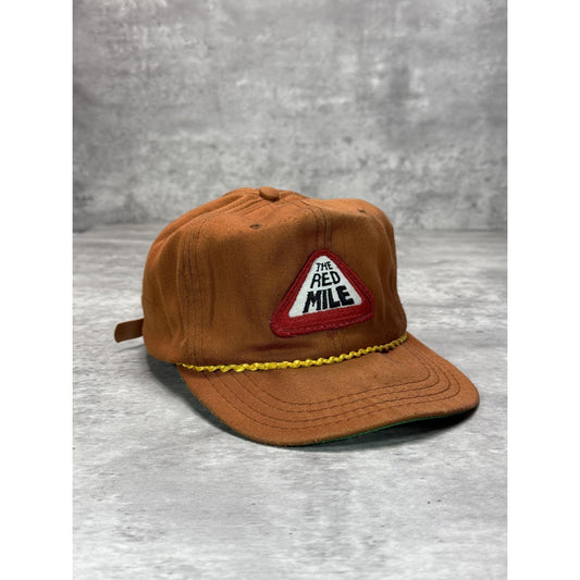 Vintage 90s The Red Mile Embroidered Patch Strapback Hat OSFA Brown