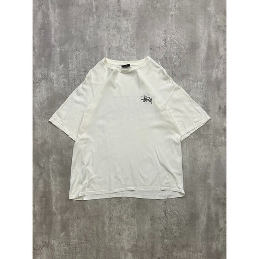 Vintage Stussy Classic Spellout Logo T-Shirt Size Large White