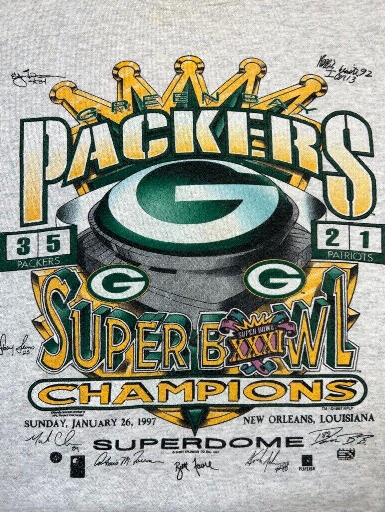Vintage 1997 Green Bay Packers Super Bowl XXXI Champs NFL Sweatshirt Sz XL 90s