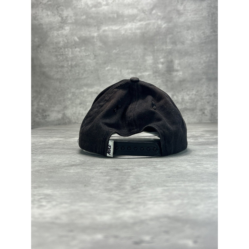Vintage 90s Nike Embroidered Swoosh Strapback Hat OSFA Black/White