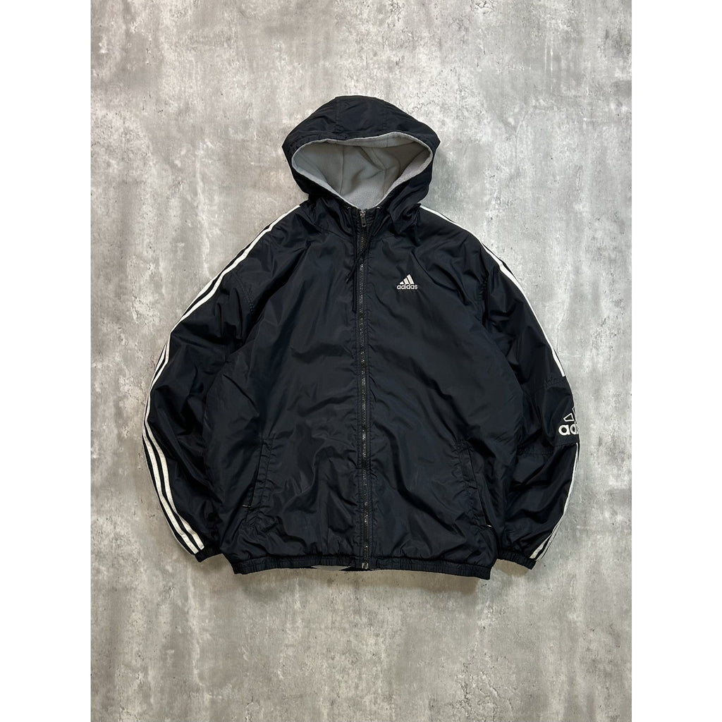 Vintage Adidas Embroidered Logo Nylon Full Zip Hooded Jacket Size Large