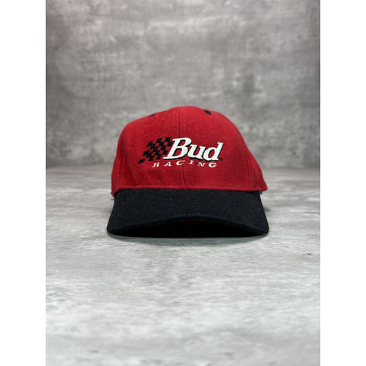 Vintage Bud Racing Team King Of Beers Embroidered Logo Strapback Hat OSFA