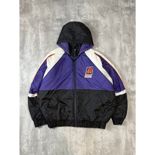 Vintage 90s Phoenix Suns NBA Insulated Full Zip Hooded Nylon Jacket Size XL