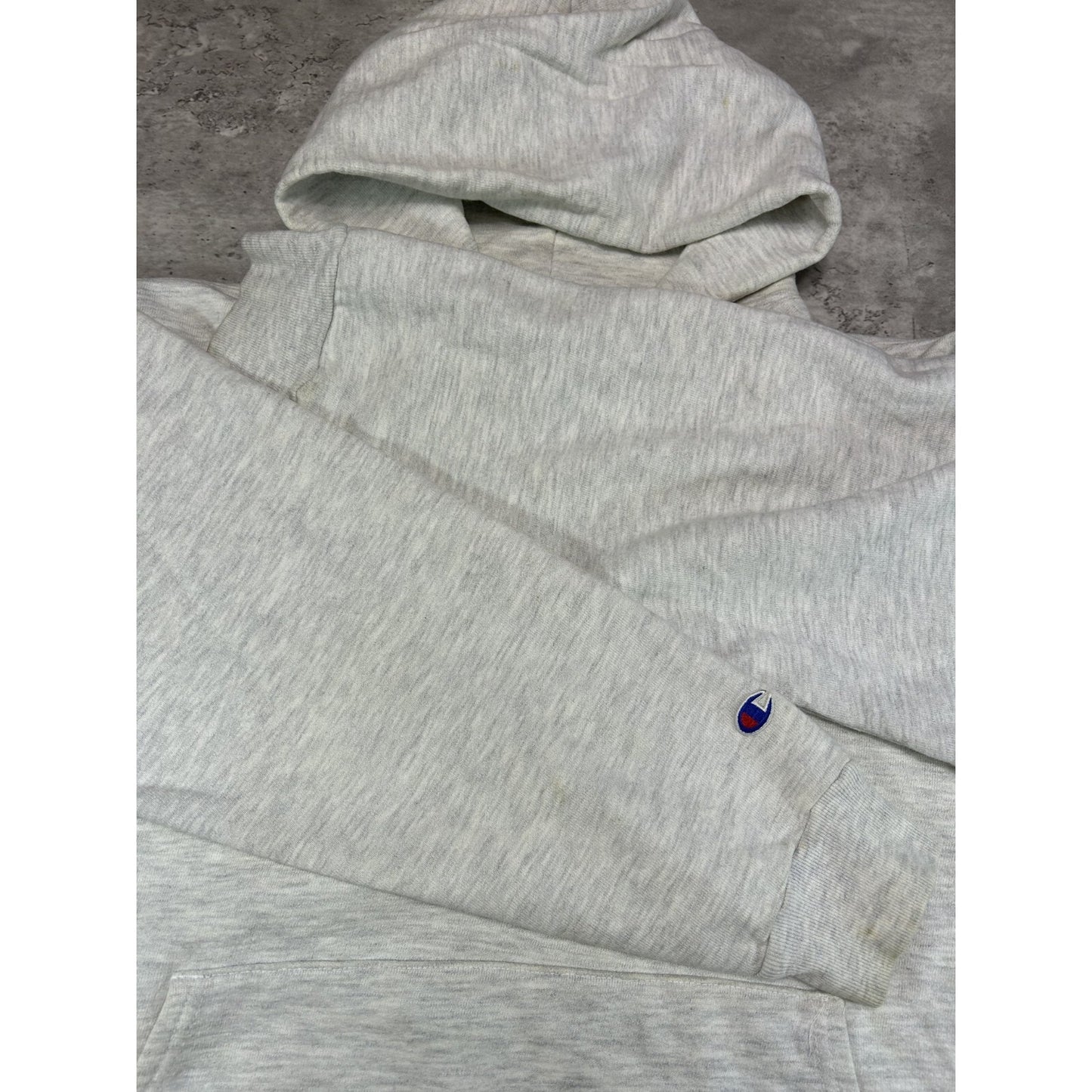 Vintage 90s Champion Embroidered Spellout Logo Hooded Sweatshirt Size XXL