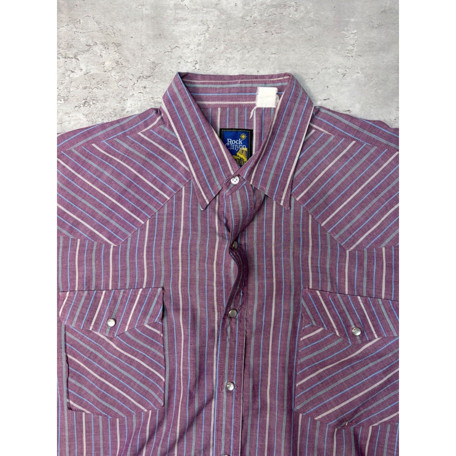Vintage Rock Canyon Pearl Snap Striped Cropped Button Up Shirt Size XL