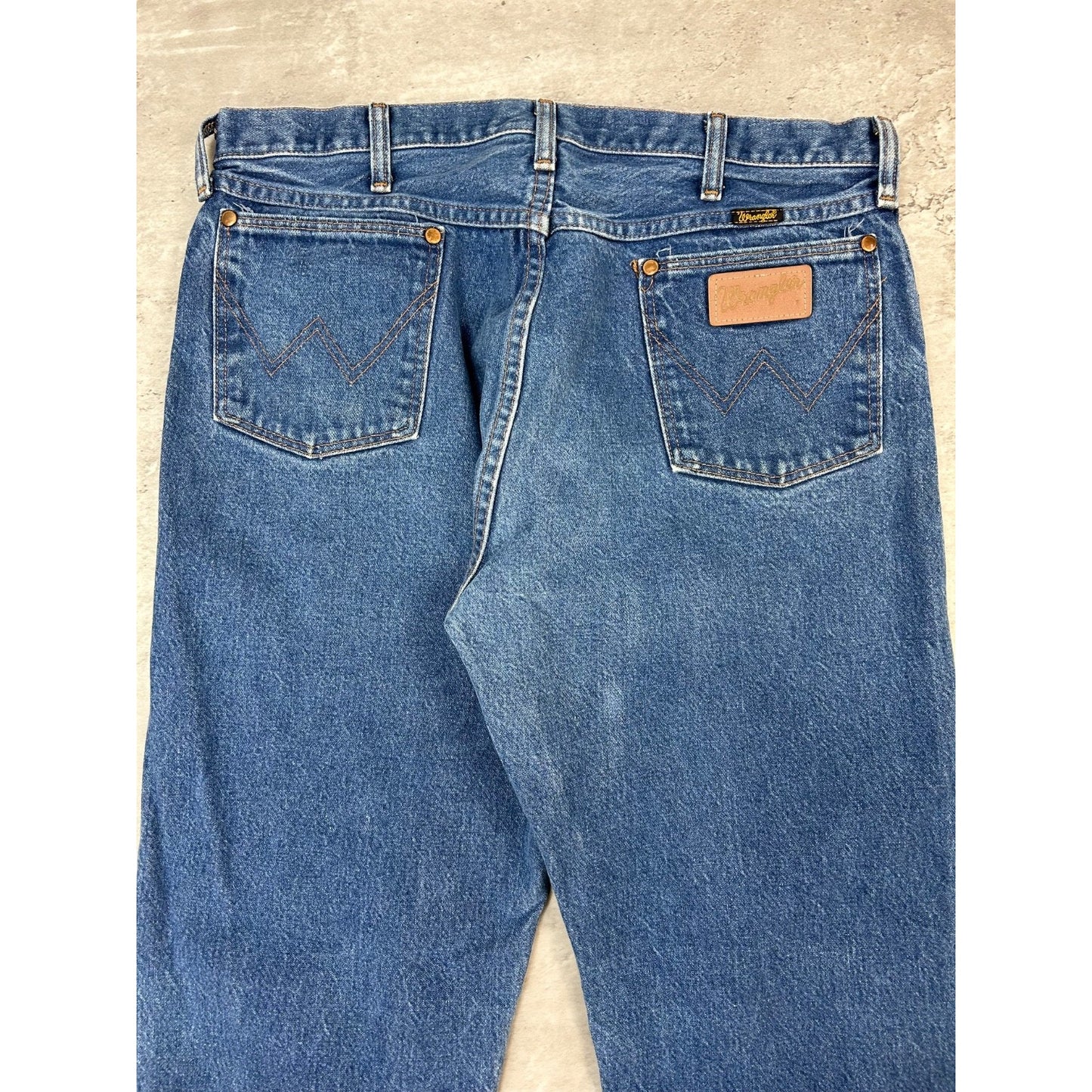 Vintage Wrangler Dark Wash Denim Western Pants Size 34 Blue