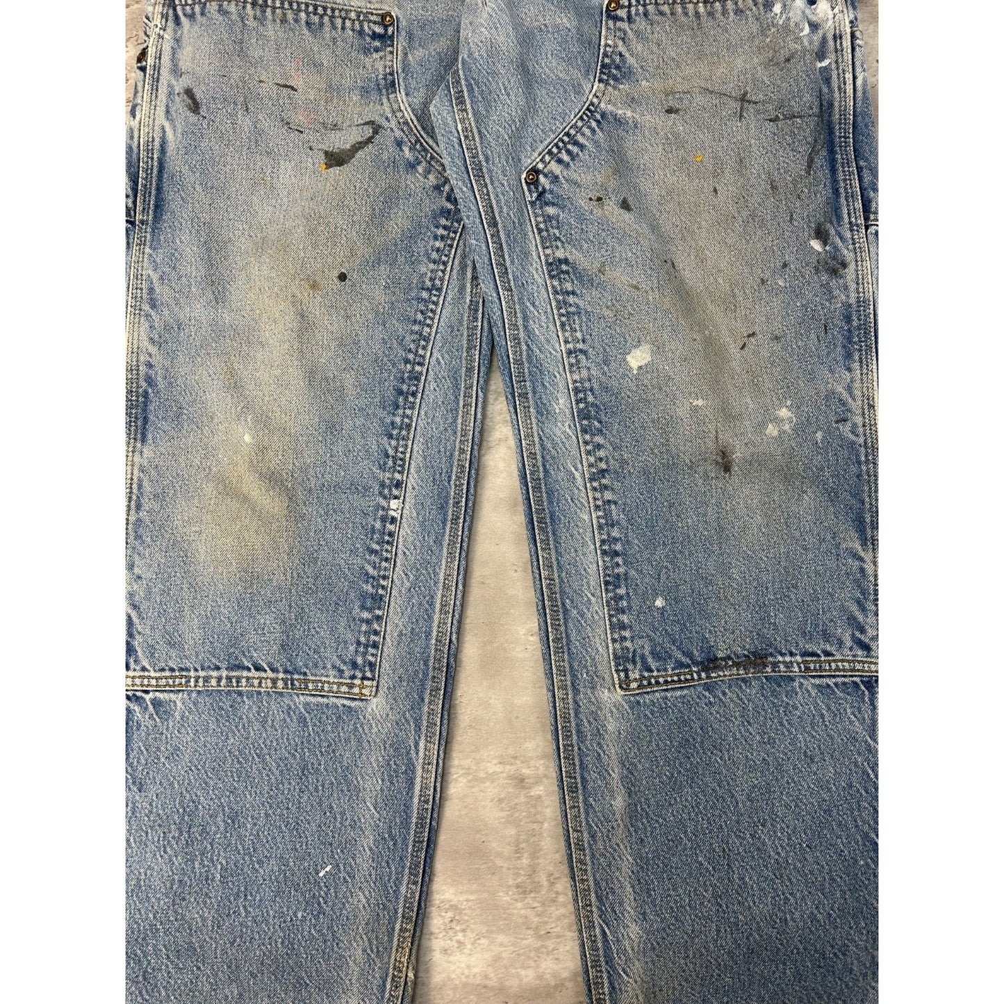 Vintage Carhartt Light Wash Denim Double Knee Carpenter Pants Size 35