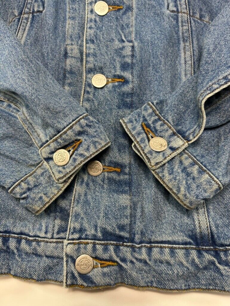 Vintage 90s Hard Rock Cafe Acapulco Save The Planet Denim Trucker Jacket Medium