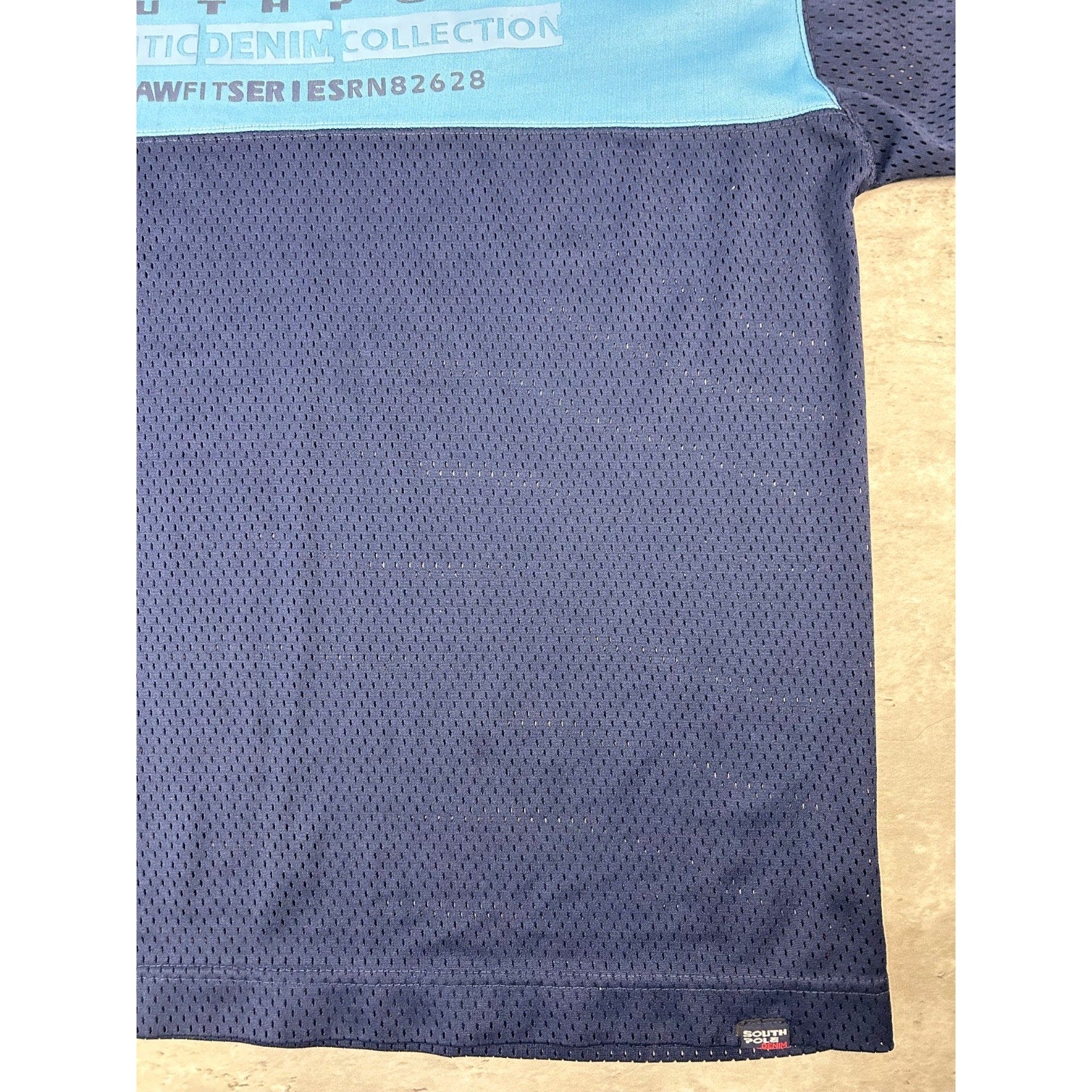Vintage Y2K Southpole Two Tone Spellout Football Jersey Size XL Blue