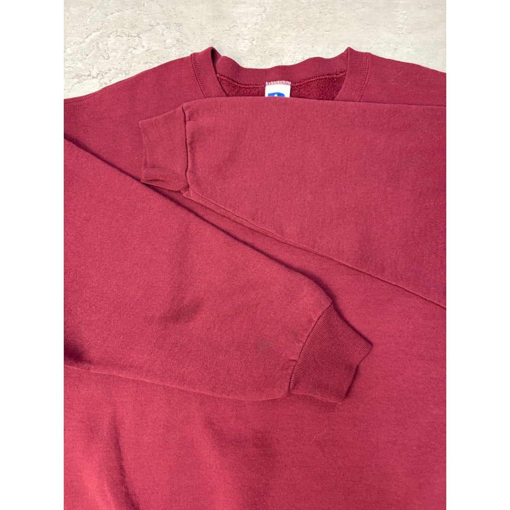 Vintage Russell Athletics Blank Pullover Maroon Crewneck Sweatshirt Size XL