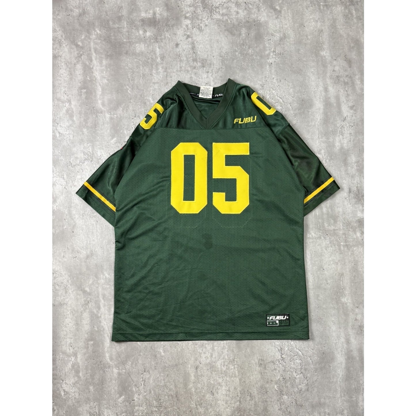 Vintage Y2K Fubu #05 Stitched Football Jersey Size XL Green/Yellow