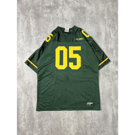 Vintage Y2K Fubu #05 Stitched Football Jersey Size XL Green/Yellow