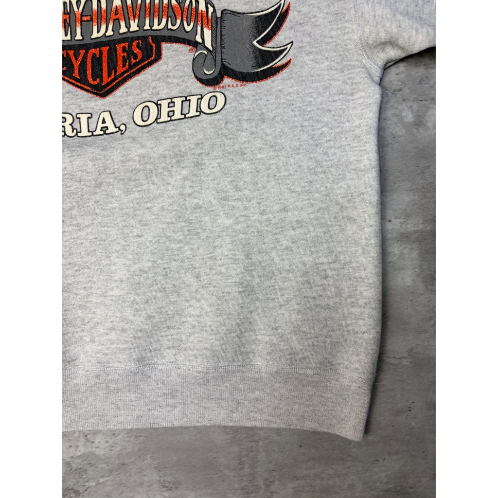 Vintage 1990 Harley Davidson Ribbon Graphic Spellout Sweatshirt Size Large