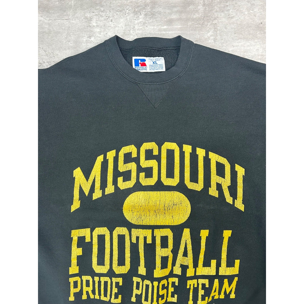 Vintage 90s Missouri Football NCAA Collegiate Spellout Sweatshirt Size XL