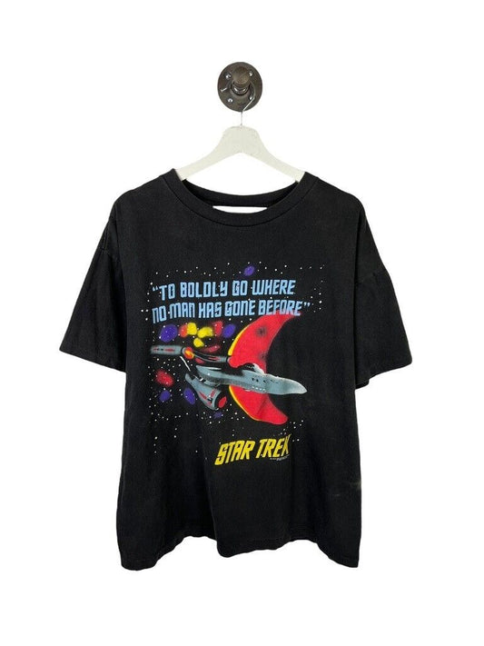 Vintage 1993 Star Trek USS Enterprise Graphic TV Show Promo T-Shirt Size Large