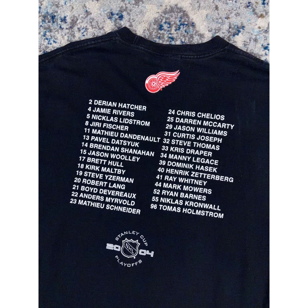 Vintage 2004 Detroit Red Wings NHL Stanley Cup Playoffs T-Shirt Size Large