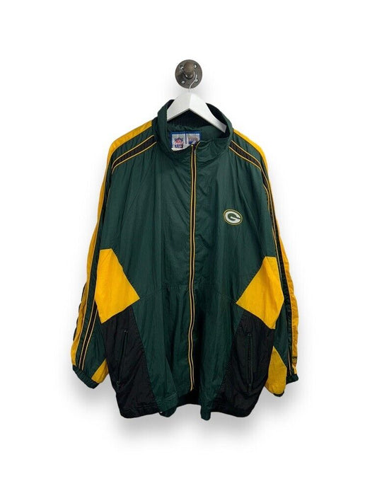 Vintage 90s Green Bay Packers NFL Embroidered Logo Nylon Full Zip Jacket Sz 2XL