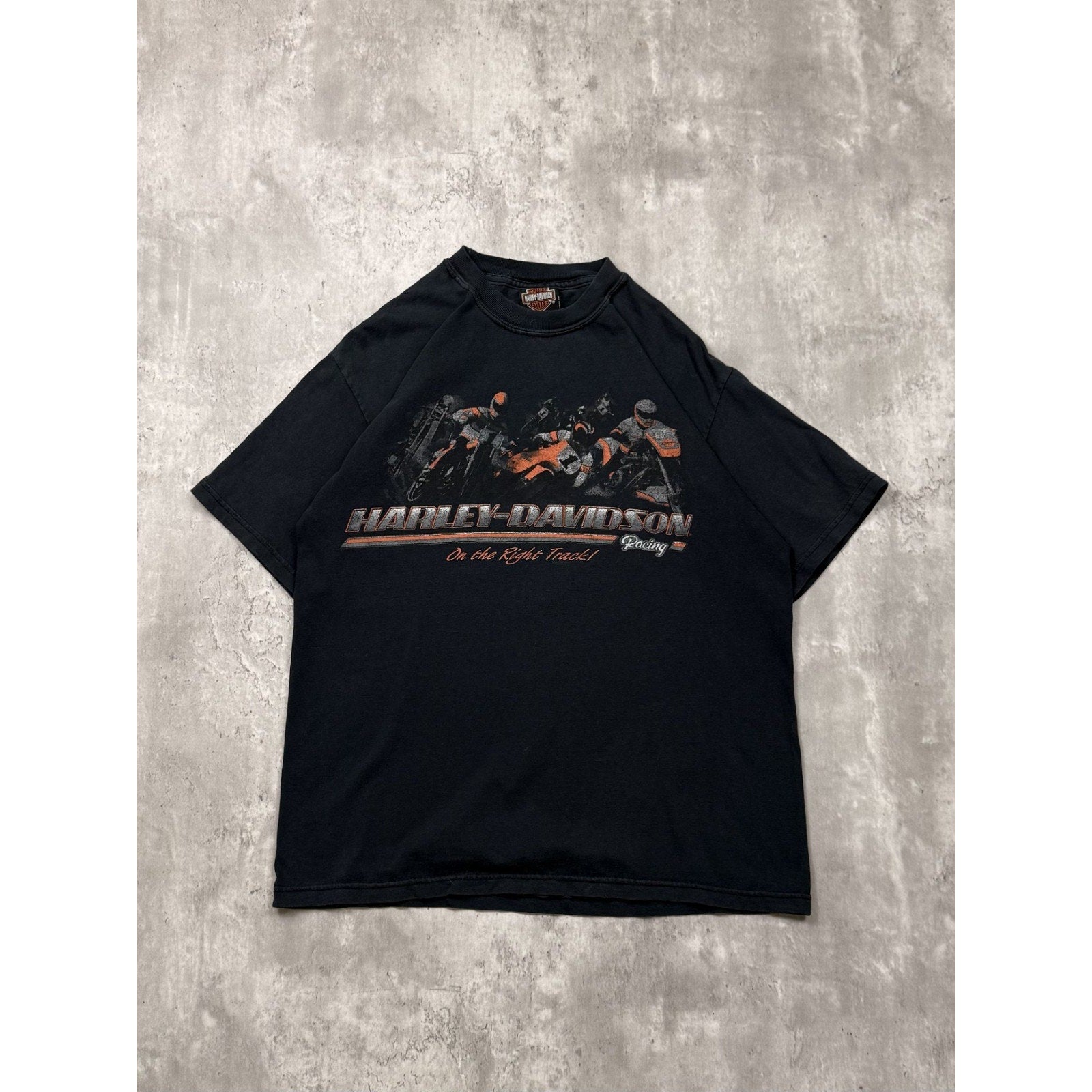 Vintage Harley Davidson Racing On The Right Track Graphic T-Shirt Size Medium