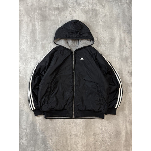 Vintage 90s Adidas Embroidered Logo Full Zip Reversible Hooded Jacket Size Large