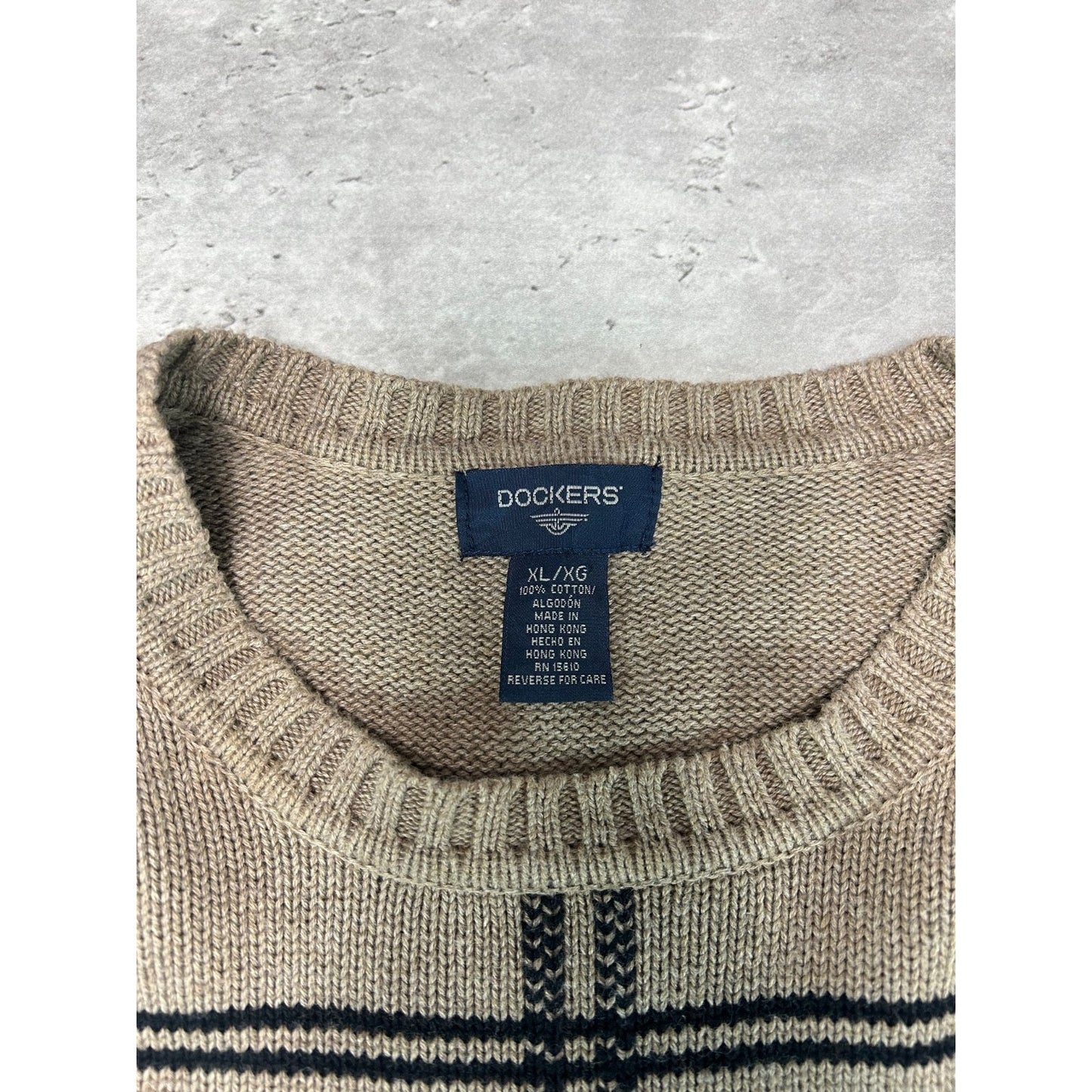 Vintage Dockers Plaid Print Pullover Ribbed Knit Sweater Size XL