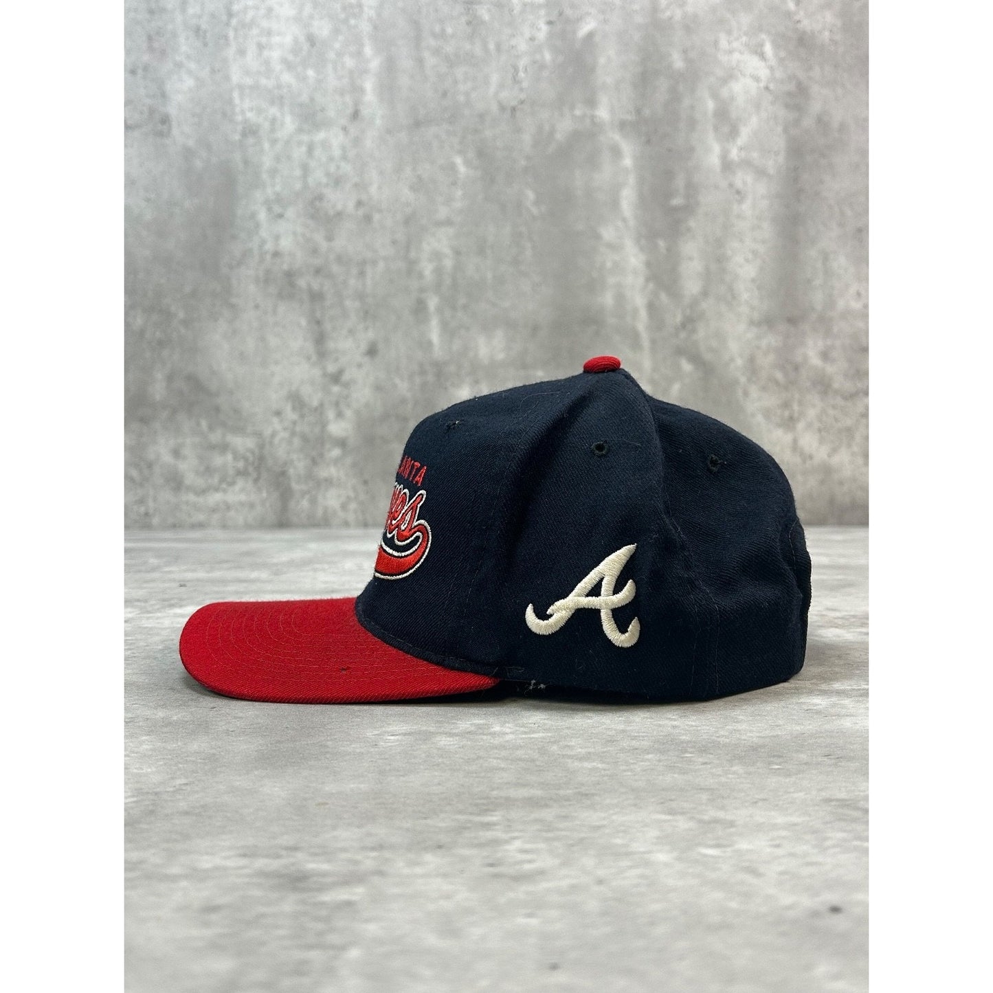 Vintage 90s Atlanta Braves MLB Starter Tailsweep Wool Snapback Hat OSFA