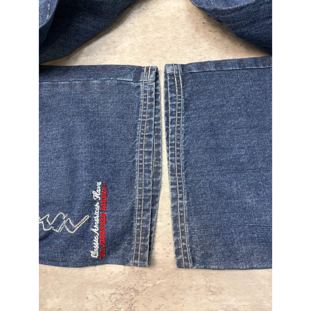 Vintage Y2K Womens Phat Farm Embroidered Medium Wash Denim Pants